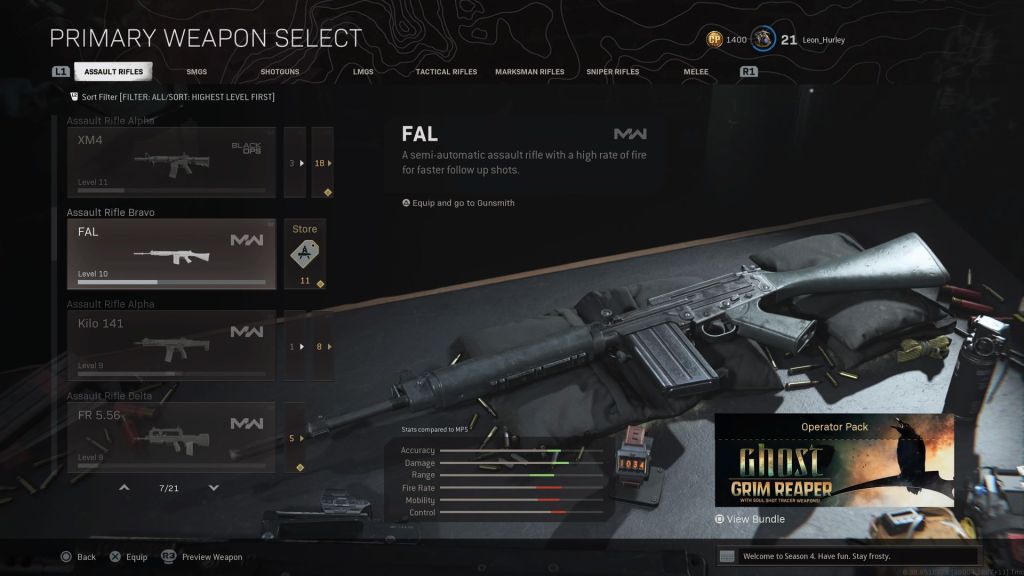 Изменения в Warzone штурмовой винтовки Bravo в обновлении Season 4 Reloaded